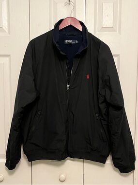Polo by Ralph Lauren Black Bomber Jacket with Red Polo Emblem large